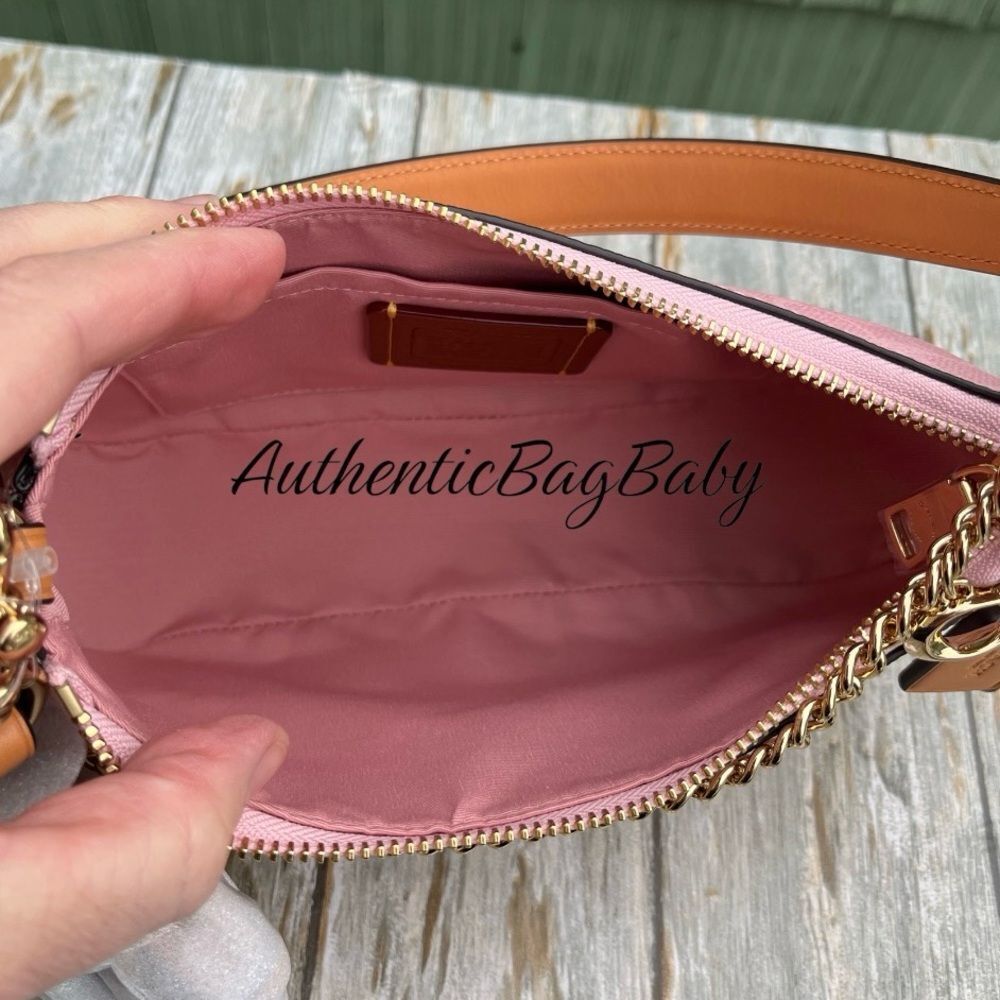 Coach Teri Shoulder Bag In Signature Canvas With Charms Powder Pink Purse - Picture 9 of 11